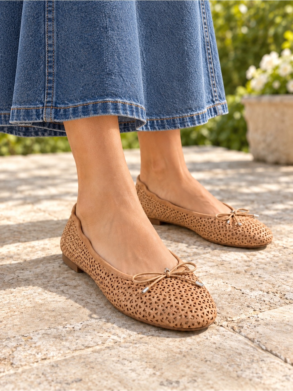 Sam Edelman Felicia 2 Tan Perforated Leather Ballet Flats Size 10 M
